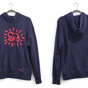 SPRZ NY Keith Haring Navy Blue Graphic Pullover Hoodie w/front pocket Men's M